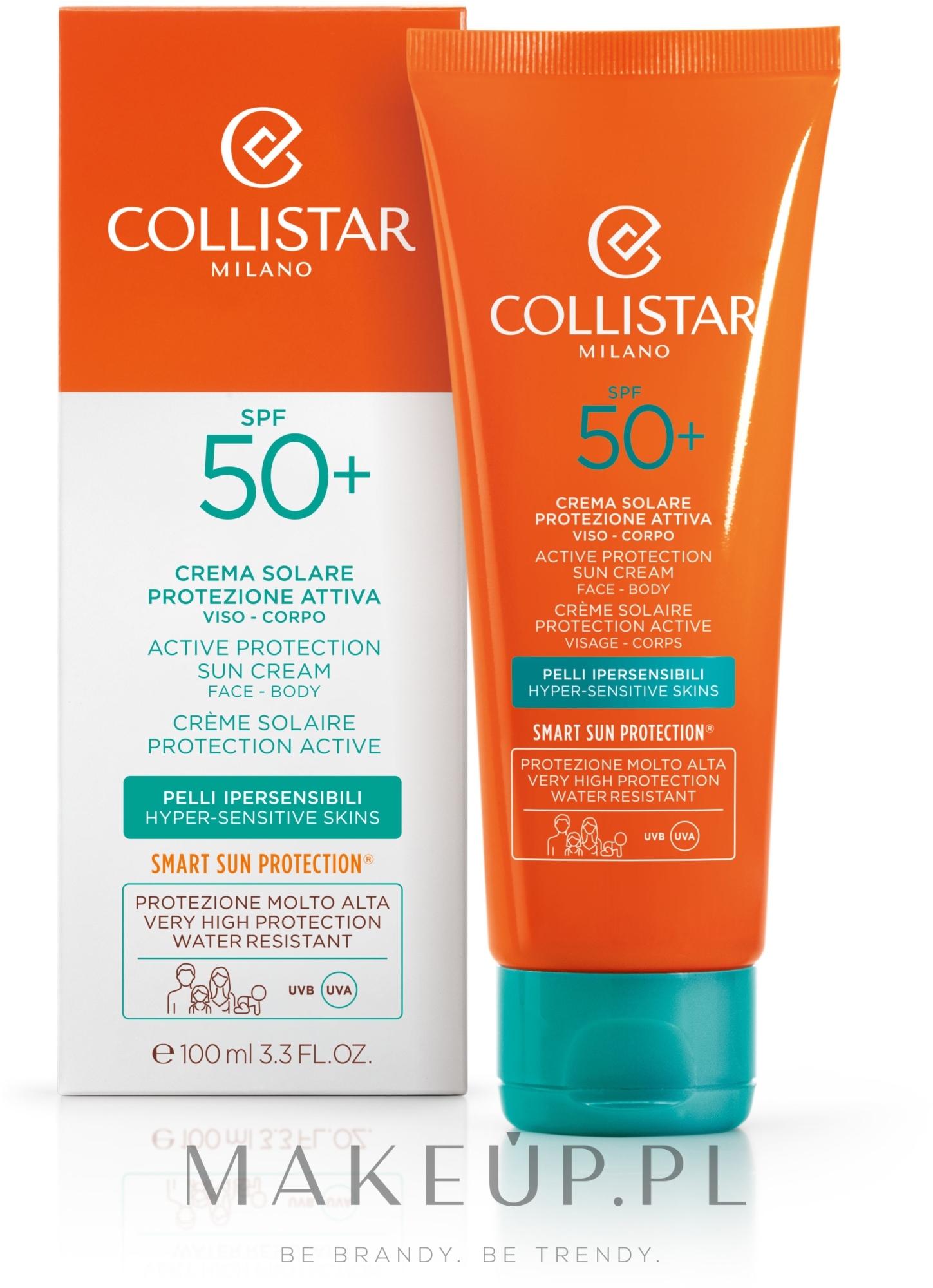 Aktywny krem przeciwsłoneczny do twarzy i ciała SPF 50+ - Collistar Active Protection Sun Cream Face Body — Zdjęcie 100 ml