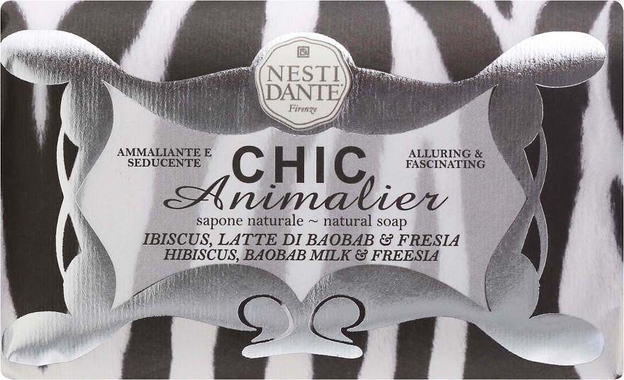 Naturalne mydło w kostce Hibiskus, mleczko z baobabu i frezja - Nesti Dante Chic Animalier — Zdjęcie N1