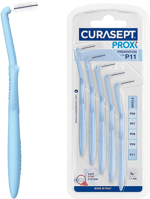 Szczoteczki międzyzębowe P11, 1,1 mm, niebieskie - Curaprox Curasept Proxi Angle Prevention Light Blue — Zdjęcie N1