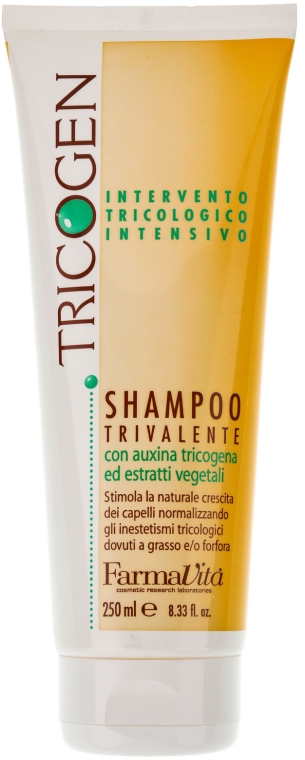 Trójwartościowy szampon z Auxina Tricogena i ekstraktami ziołowymi - Farmavita Shampoo Tricogen — Zdjęcie N1