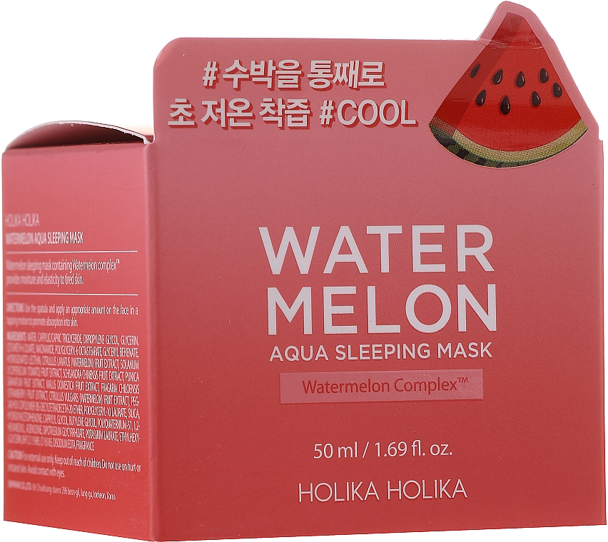Nawilżająca maska do twarzy na noc z ekstraktem z arbuza - Holika Holika Watermelon Aqua Sleeping Mask — Zdjęcie N1