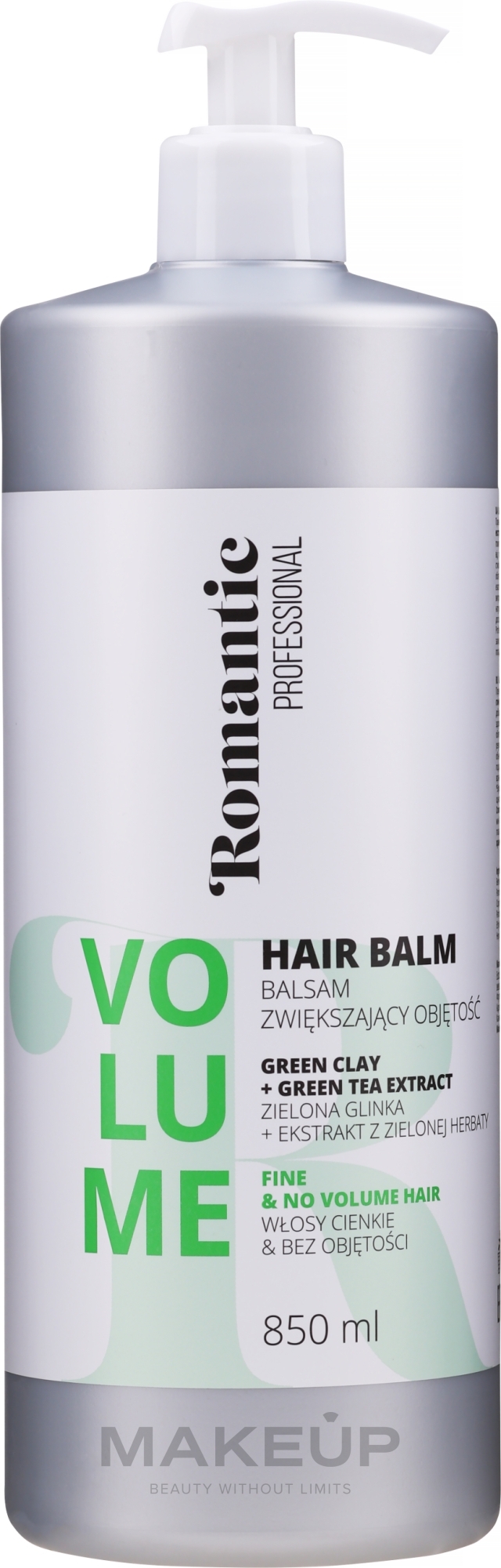 Balsam do włosów cienkich z proteinami mlecznymi i ekstraktem z zielonej herbaty - Romantic Professional Volume Hair Balm  — Zdjęcie 850 ml