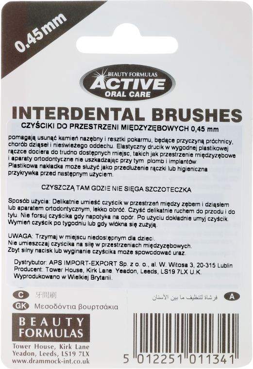 Szczoteczki międzyzębowe, 0,45 mm, pomarańczowe - Beauty Formulas Active Oral Care Interdental Brushes — Zdjęcie N2