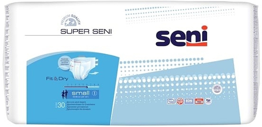 Pieluchy dla dorosłych, 55-80 cm - Seni Super Seni Small 1 Fit & Dry — Zdjęcie N2