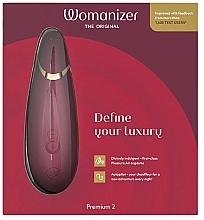 Kup PRZECENA! Podciśnieniowy stymulator łechtaczki, bordowy - Womanizer Premium 2 Bordeaux *