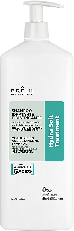 Nawilżający szampon do włosów - Brelil Hydra Soft Treatment Moisturising And Detangling Shampoo — Zdjęcie N2