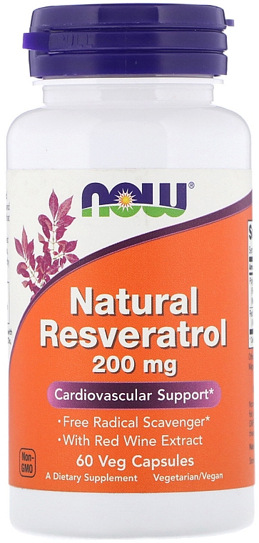 Kapsułki wegetariańskie wspierające pracę układu sercowo-naczyniowego - Now Foods Natural Resveratrol — Zdjęcie N1