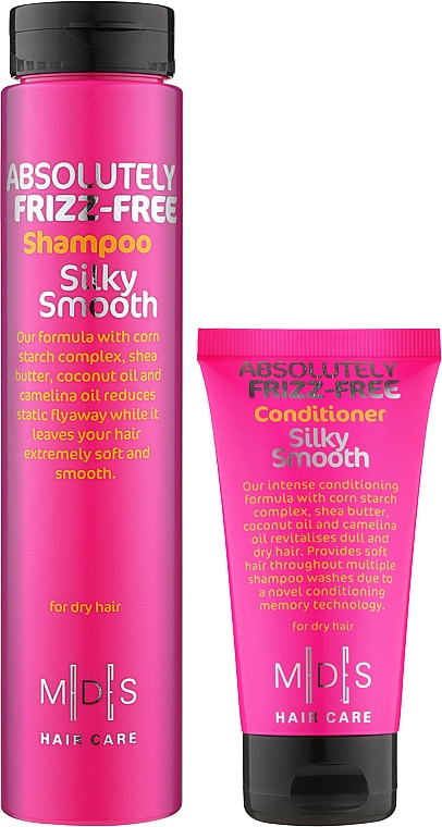 Zestaw do włosów suchych i łamliwych - Mades Cosmetics Absolutely Frizz-free (shmp/250ml + cond/75ml) — Zdjęcie N1