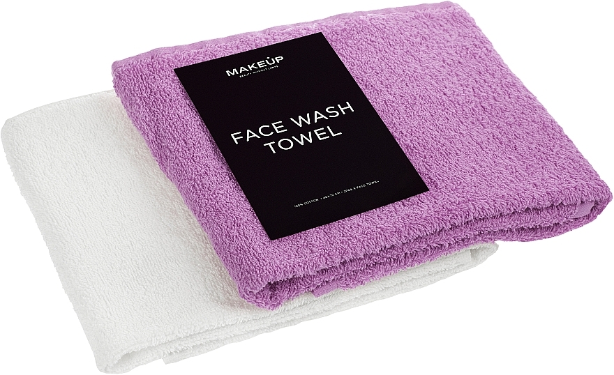 Zestaw ręczników do twarzy, biały i liliowy Twins - MAKEUP Face Towel Set Lilac + White — Zdjęcie N2