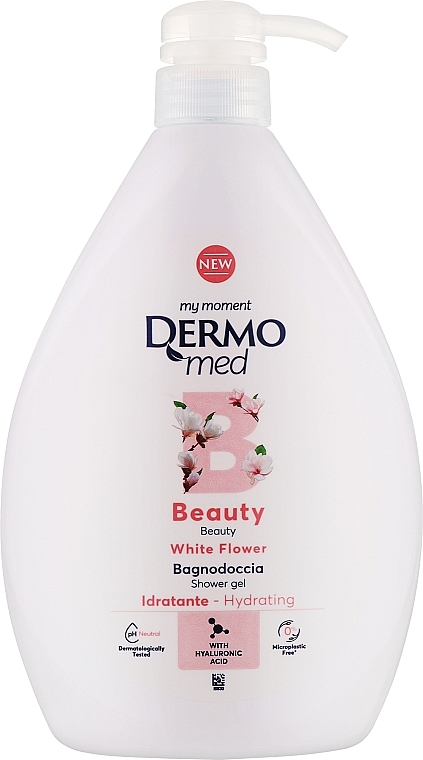 Żel pod prysznic Biały kwiat z dozownikiem - DermoMed Beauty White Flower Shower Gel — Zdjęcie N1