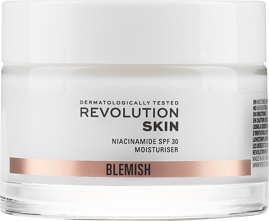 Nawilżający krem do twarzy z niacynamidem - Revolution Skin Blemish Niacinamide SPF 30 Moisturiser — Zdjęcie N2