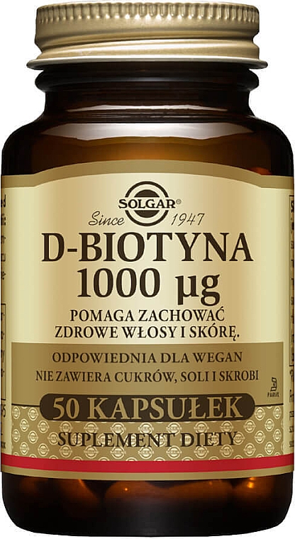 Suplement diety D-Biotyna - Solgar D-Biotin 1000 mg — Zdjęcie N1