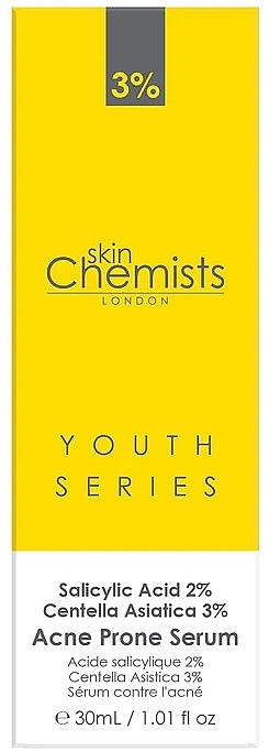 Serum na trądzik - Skin Chemists Youth Series Salicylic Acid 2%, Centella Asistica 3% Acne Prone Serum — Zdjęcie N3