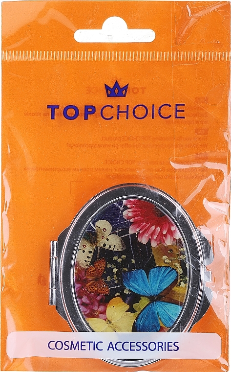 PRZECENA! Lusterko kosmetyczne Motyle i piwonie, 85451, błękitny motyl - Top Choice * — Zdjęcie N3