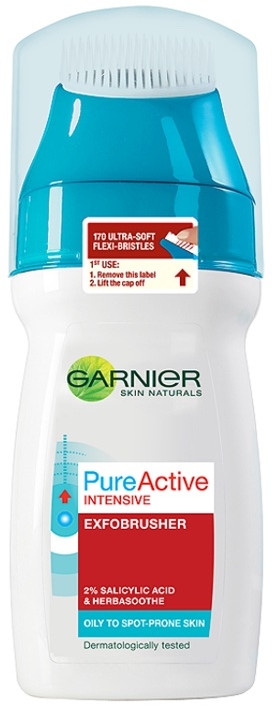 Złuszczający żel oczyszczający do twarzy ze szczoteczką - Garnier Skin Naturals Pure Active Intensive Exfo-Brusher — Zdjęcie N1