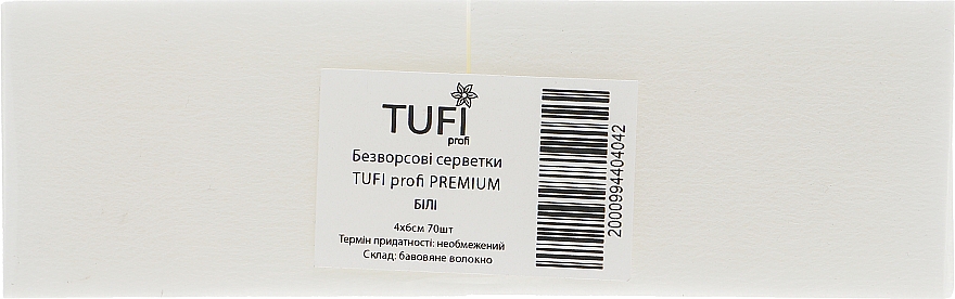 Grube, niestrzępiące się chusteczki, 4 x 6 cm, białe - Tufi Profi Premium — Zdjęcie N1
