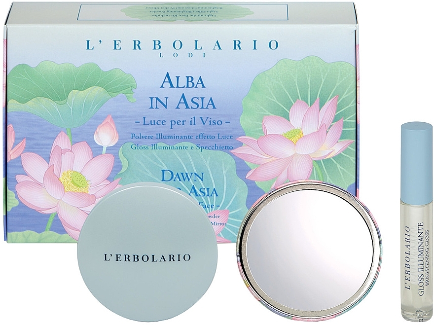 L'Erbolario Alba in Asia - Zestaw (powder/8.5g + lip/gloss/7.5ml + mirror) — Zdjęcie N1