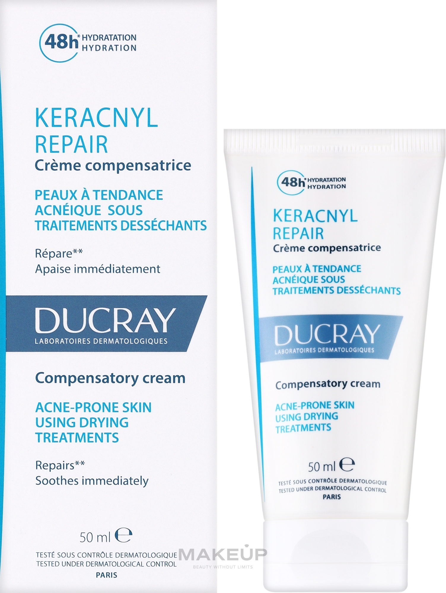 	Krem rewitalizujący do skóry trądzikowej po zabiegach kosmetycznych - Ducray Keracnyl Repair Compensatory Cream — Zdjęcie 50 ml