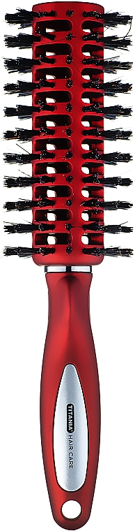 Okrągła szczotka do włosów, czerwona - Titania Salon Professional — Zdjęcie N1