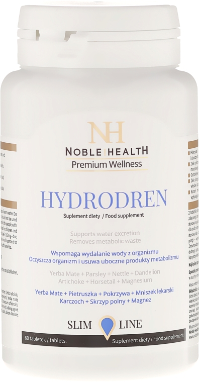 Suplement diety wspomagający usuwanie wody z organizmu - Noble Health Slim Line Hydrodren — Zdjęcie N2