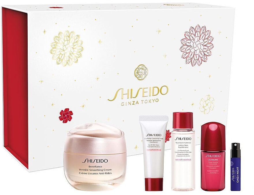 Zestaw, 5 produktów - Shiseido Benefiance Wrinkle Correcting Ritual & Ginza Night Eau de Parfum Intense — Zdjęcie N1