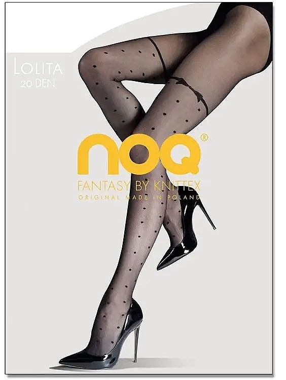 Rajstopy damskie w groszki Lolita, 20 Den, nero - Knittex — Zdjęcie N1