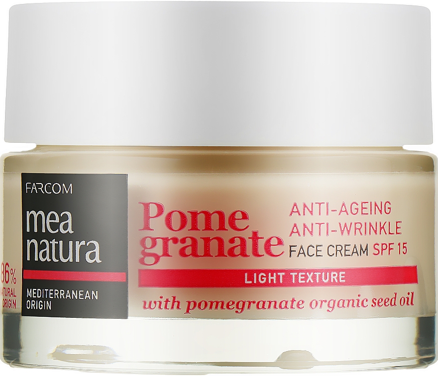 Przeciwzmarszczkowy krem ​​do twarzy SPF 15 - Mea Natura Pomegranate Anti-Ageing Face Cream Light Texture