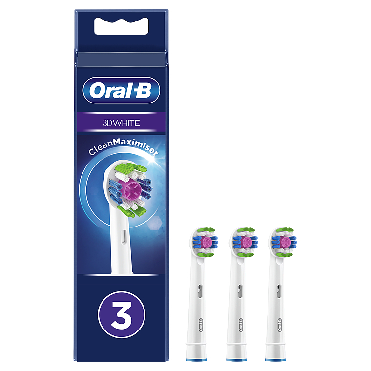 Wymienna końcówka do elektrycznej szczoteczki do zębów, 3 szt. - Oral-B 3D White Refill Heads — Zdjęcie N1