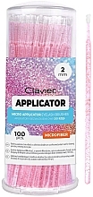 Aplikatory bezwłókienkowe do rzęs 2 mm, różowe z brokatem - Clavier — Zdjęcie N1