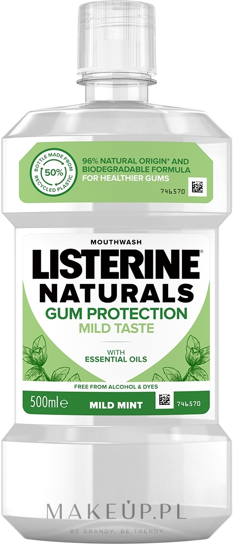 Naturalny płyn do płukania jamy ustnej z olejkami eterycznymi - Listerine Naturals Gum Protection — Zdjęcie 500 ml