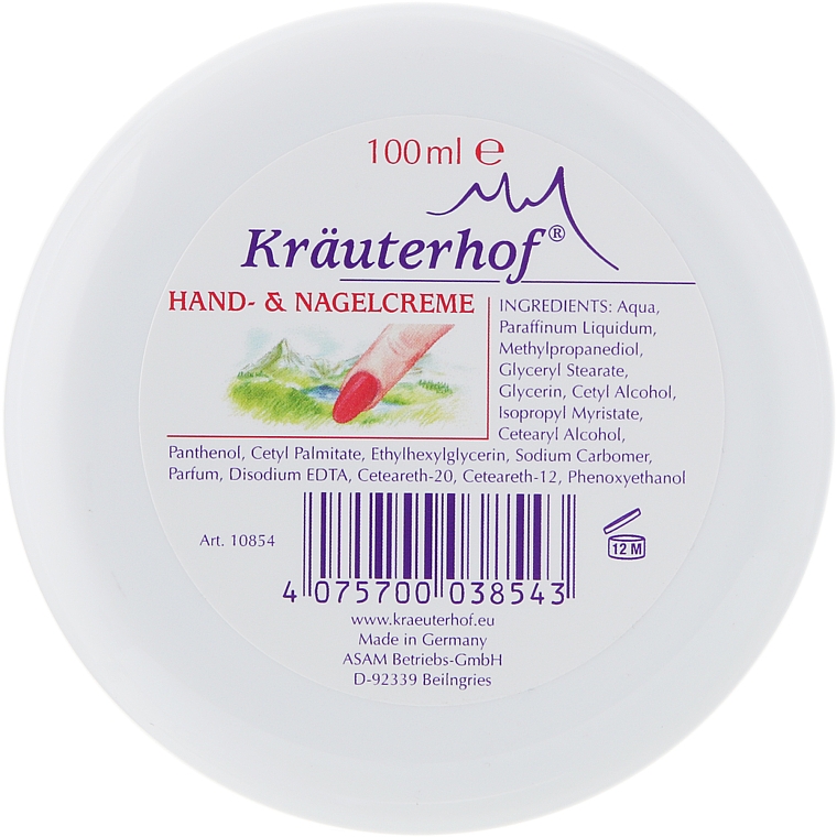 Krem na dzień do rąk i paznokci z witaminami - Krauterhof Hand Cream — Zdjęcie N1