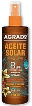 Kup PRZECENA! Olejek przyspieszający opalanie ciała SPF8 - Agrado Aceite Solar SPF8 *