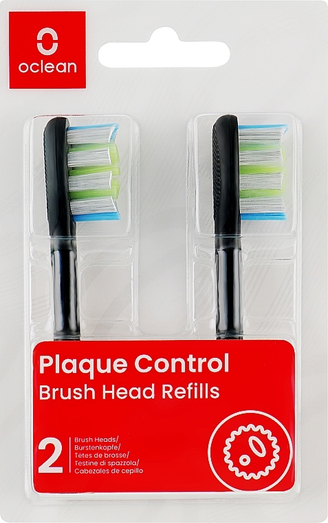 Końcówki do szczoteczki elektrycznej Plaque Control Medium, 2 szt., czarne - Oclean Brush Heads Refills — Zdjęcie N1