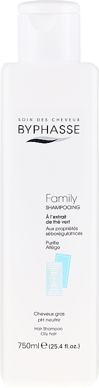 Szampon z ekstraktem z zielonej herbaty do włosów przetłuszczających się - Byphasse Family Oily Hair Shampoo