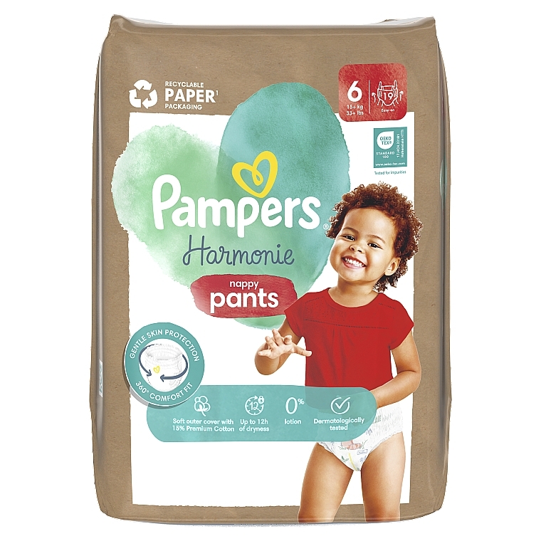 PRZECENA! Pieluchomajtki Harmonie Nappy Pants, rozmiar 6, 15+ kg, 19 szt. - Pampers * — Zdjęcie N2