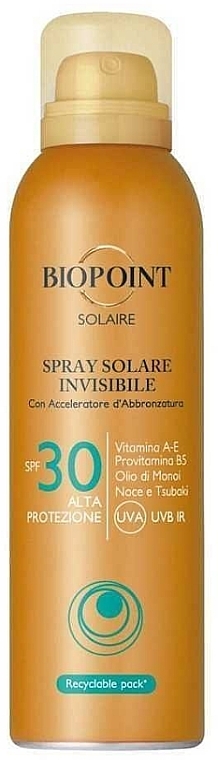 Spray przeciwsłoneczny SPF30 do twarzy - Biopoint Solaire Spray Solar Invisible SPF 30 — Zdjęcie N1