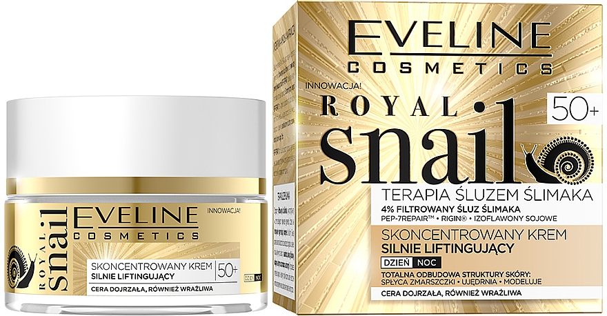 Skoncentrowany krem silnie liftingujący na dzień i na noc 50+ - Eveline Cosmetics Royal Snail 