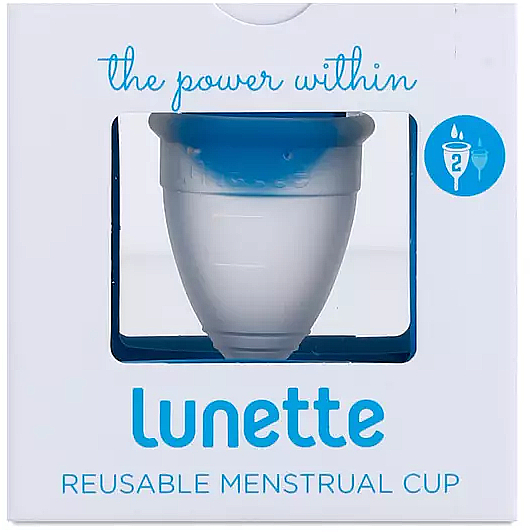 Kubeczek menstruacyjny model 2, przezroczysty - Lunette Reusable Menstrual Cup Clear Model 2 — Zdjęcie N2