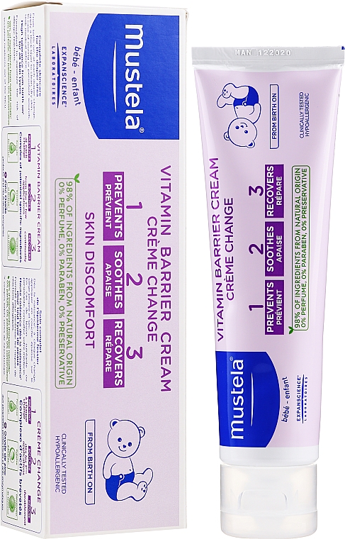 Witaminowy krem ochronny przeciw odparzeniom dla dzieci - Mustela Bébé Vitamin Barrier Cream — Zdjęcie N2