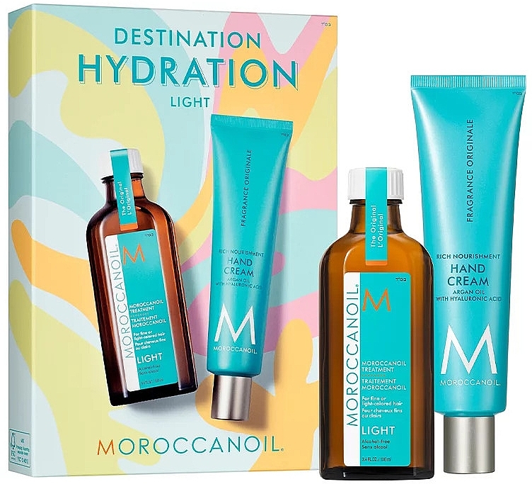 Zestaw - MoroccanOil Destination Hydration Light Hair & Body Set (h/oil/100ml + h/cr/100ml) — Zdjęcie N1