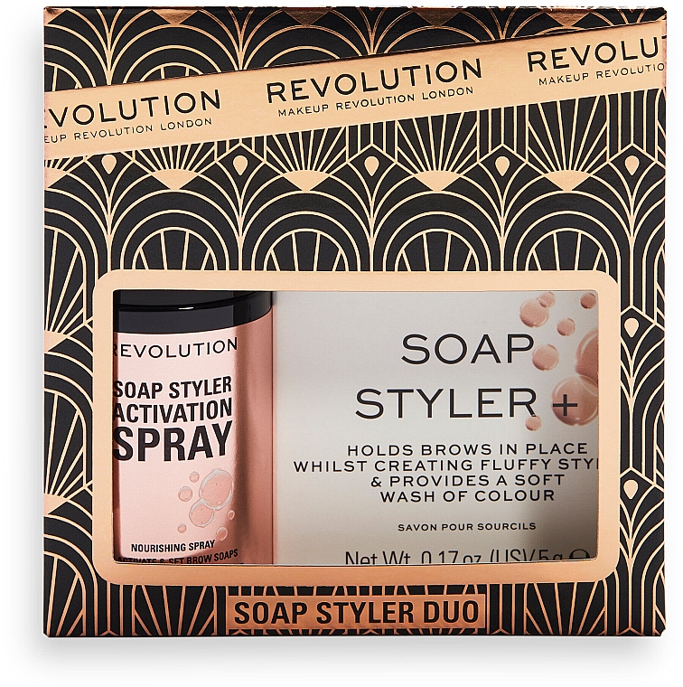 Zestaw - Makeup Revolution Soap Styler Duo Gift Set (brow spr/50ml + br/soap/5g) — Zdjęcie N1