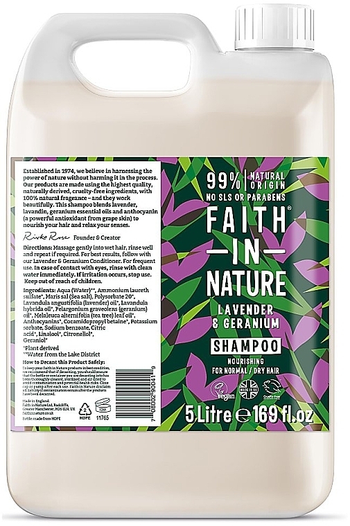 Szampon do włosów normalnych i suchych Lawenda i geranium - Faith In Nature Lavender & Geranium Shampoo Refill (uzupełnienie) — Zdjęcie N1
