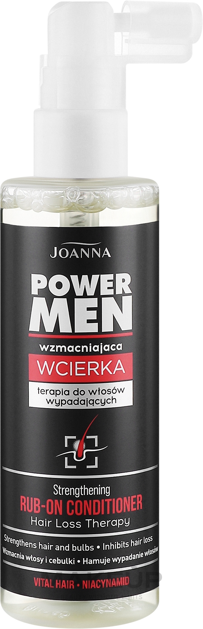 Wzmacniająca wcierka do włosów wypadających - Joanna Power Men Strengthening Rub-On Conditioner Hair Loss Therapy  — Zdjęcie 100 ml