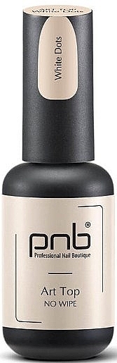 Top coat bez lepkiej warstwy - PNB Art Top White Dots No Whipe — Zdjęcie N1