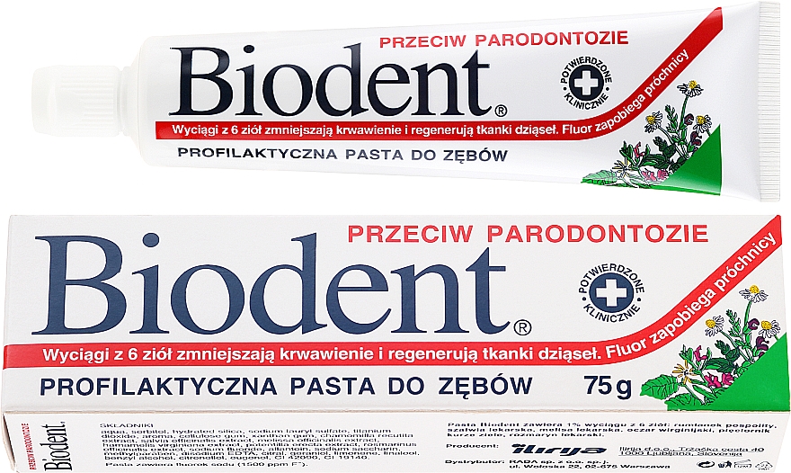 Profilaktyczna pasta do zębów przeciw paradontozie - Biodent  — Zdjęcie N1