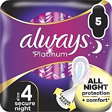 Podpaski higieniczne, rozmiar 4, 5 szt - Always Platinum Secure Night — Zdjęcie N1