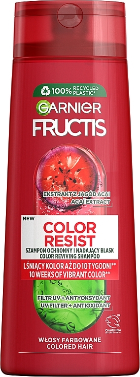 PRZECENA! Szampon wzmacniający do włosów farbowanych i z pasemkami - Garnier Fructis Goji Color Resist * — Zdjęcie N1