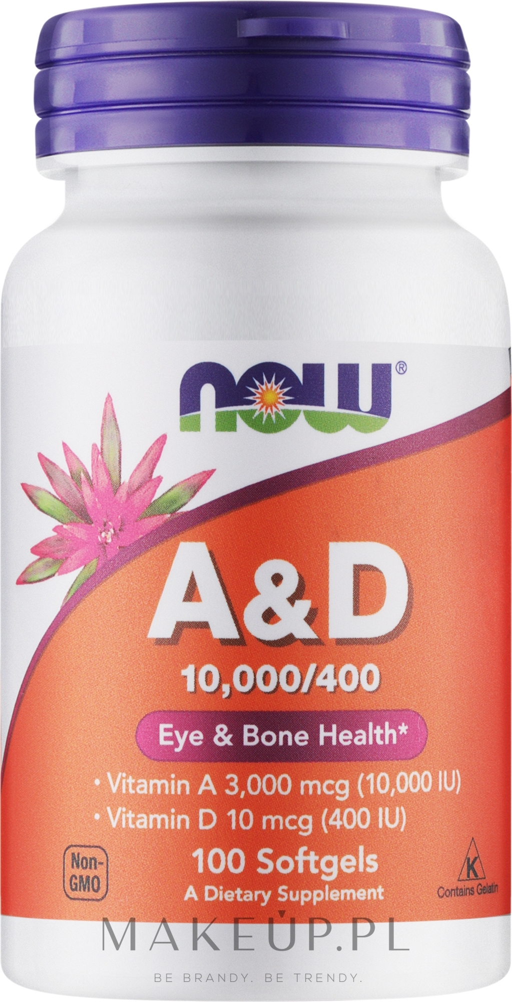 Suplement diety Witaminy A i D - Now Foods A&D Eye & Bone Health — Zdjęcie 100 szt.