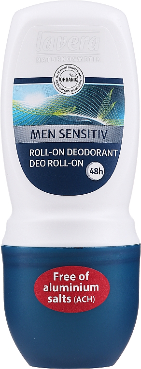 Dezodorant w kulce z wyciągiem z biobambusa i biotrawy cytrynowej dla mężczyzn - Lavera 48h Men Sensitiv Deo Roll-On