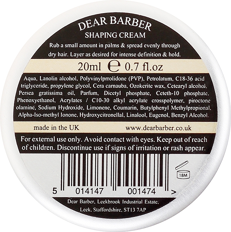 Modelujący krem do włosów dla mężczyzn - Dear Barber Shaping Cream — Zdjęcie N2